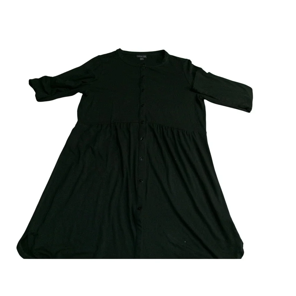 J. Jill Wearever Collection Black Button Down Stretch Tunic Midi Dress‎ Small